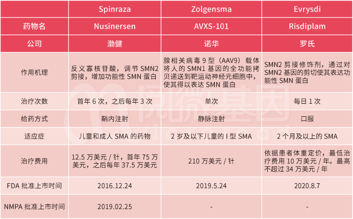 已获批上市的SMA治疗药物-阅微基因