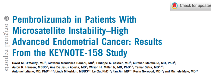 临床试验KEYNOTE-158_免疫治疗为MSI-HdMMR子宫内膜癌患者带来新的生命契机_阅微基因
